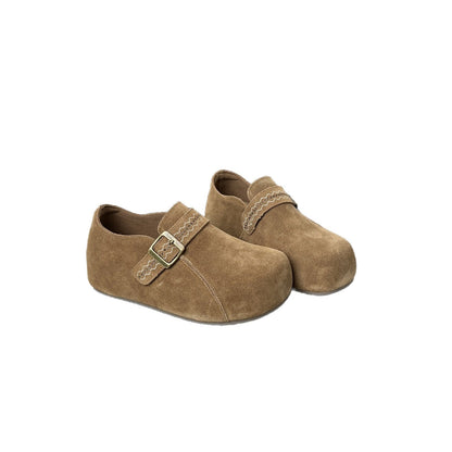 Damen Clogs Wildleder Braun Schnallenverschluss Comfort