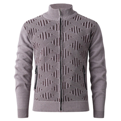 Herren Strickjacke Modern Reißverschluss Strukturiert