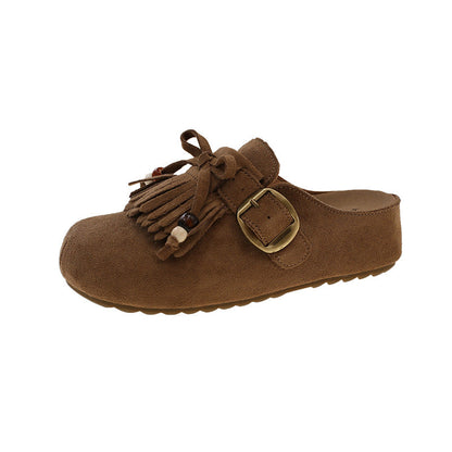 Damen Clogs Elegante Fransen Schnalle Modisch