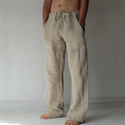 Herren Leinenhose Elastisch Bequem Mit Seitentaschen