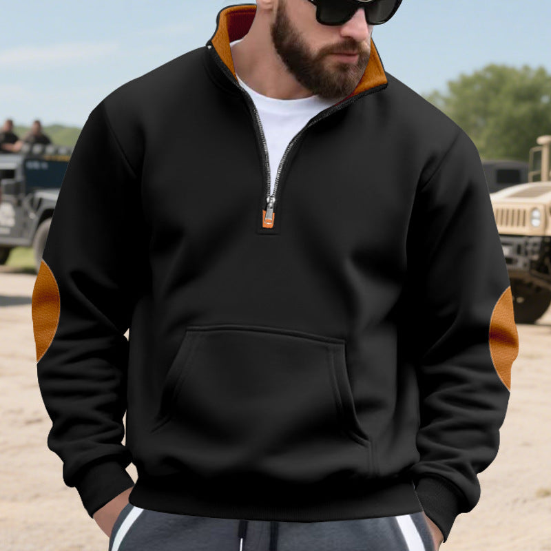 Herren Pullover Stehkragen atmungsaktiv Reißverschluss Modern