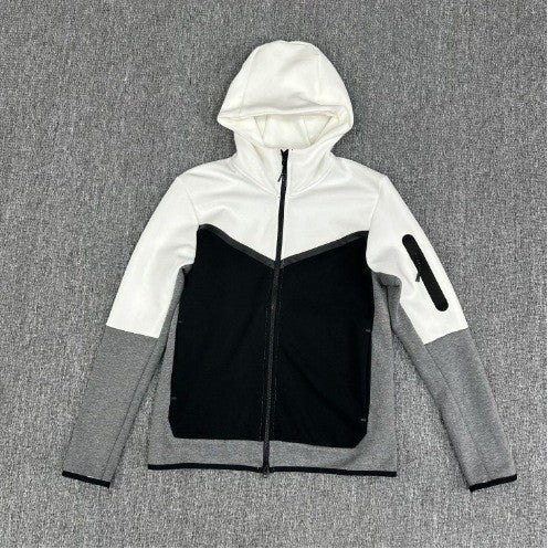 Herren Fleecejacke Sportlich mit Kapuze und Reißverschlusstaschen