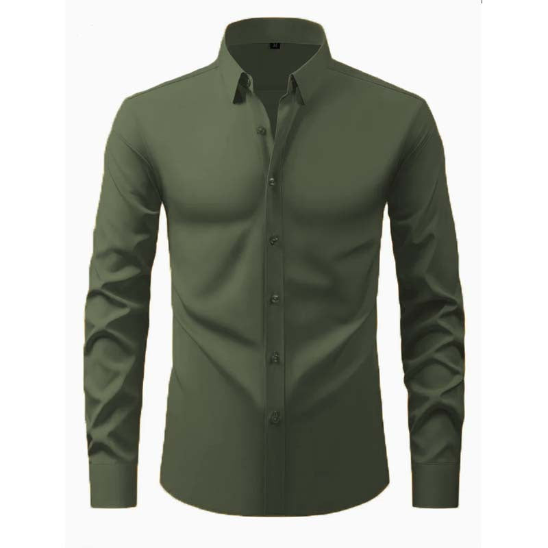Herren Hemd Langarm Modernes Design Schwarzes Slimfit