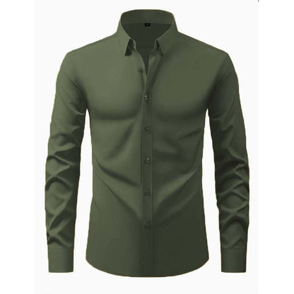 Herren Hemd Langarm Modernes Design Schwarzes Slimfit