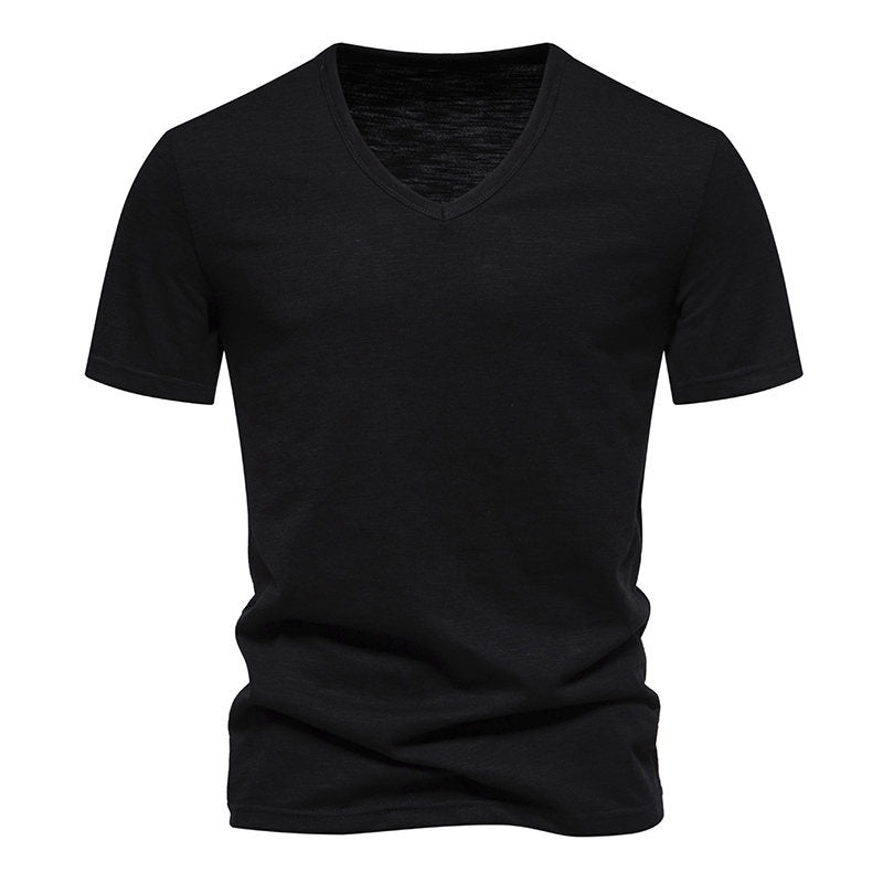 Herren T-Shirt V-Ausschnitt atmungsaktiv Baumwolle Komfort Fit