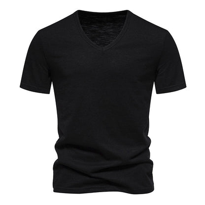 Herren T-Shirt V-Ausschnitt atmungsaktiv Baumwolle Komfort Fit