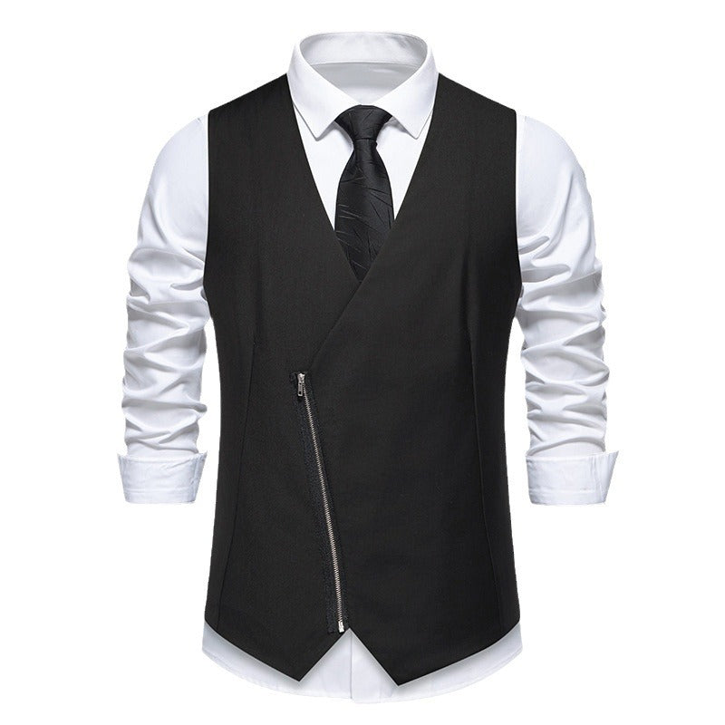 Herren Anzugweste Modern Slim Fit Asymmetrisch