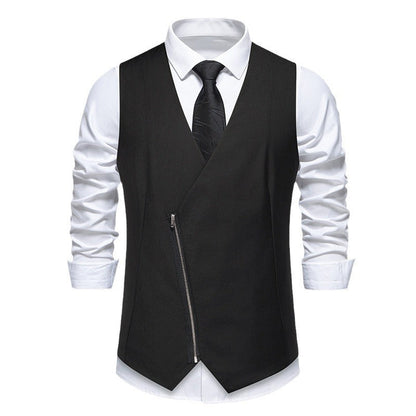 Herren Anzugweste Modern Slim Fit Asymmetrisch