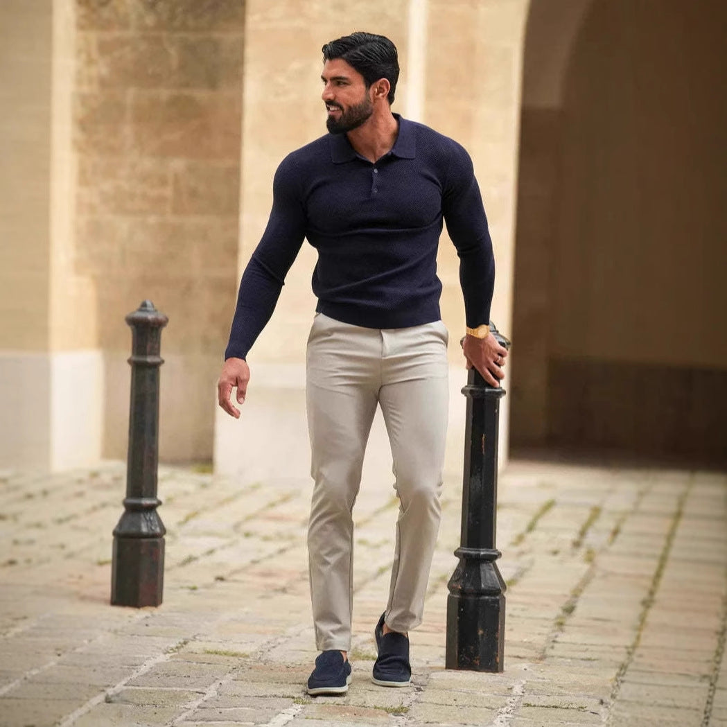 Herren Slim Fit Hosen Elastisch Mit Taschen