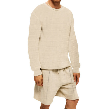 Herren Freizeit-Set Casual mit Struktur-Oberteil und Bequemen Shorts