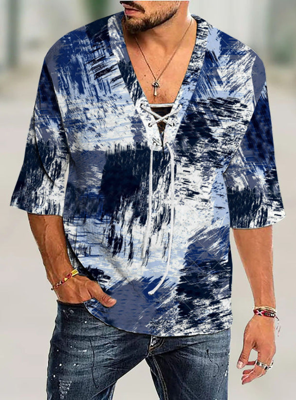 Herren Shirt mit modernem Schnürdesign Graffiti Style