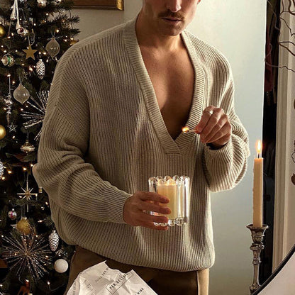 Modischer Herren Strickpullover V-Ausschnitt Großstadtchic - BerlinGlamour