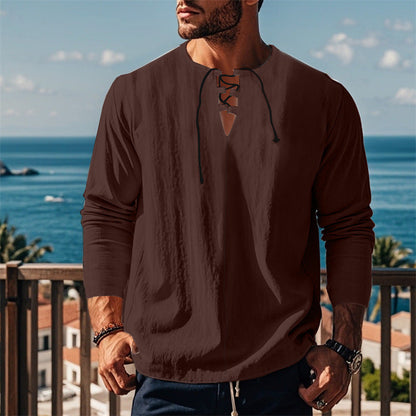 Modernes Langarmshirt mit Schnürung und V-Ausschnitt Berlin-Glamour