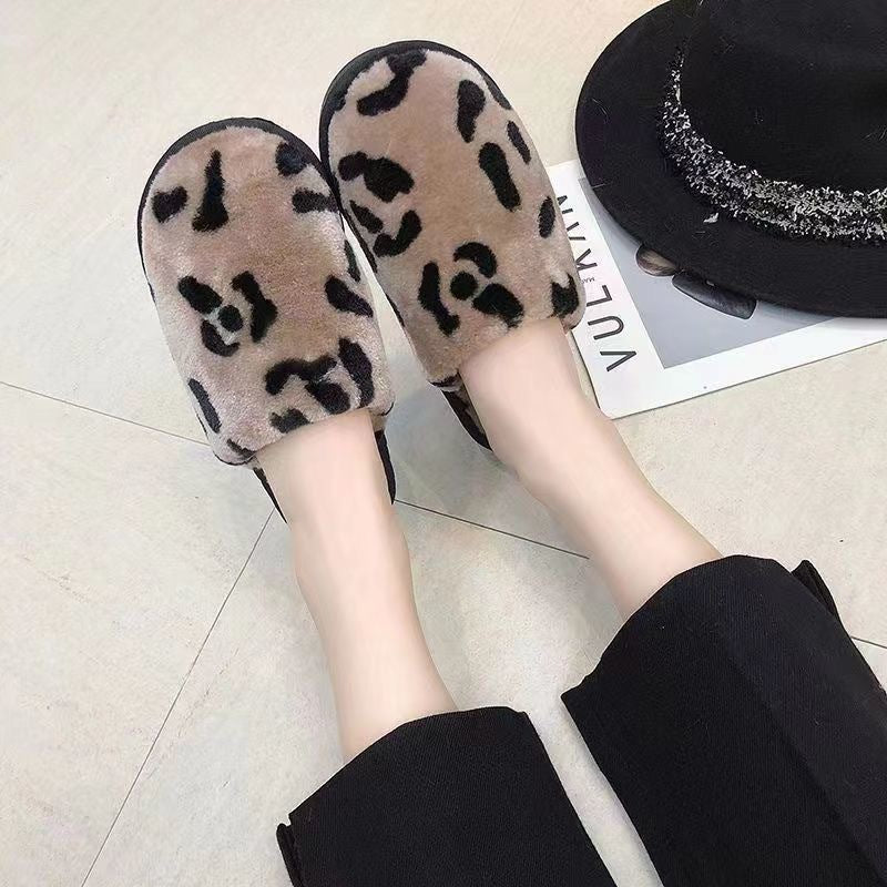 Damen Hausschuhe Leopardenmuster Weich Warm