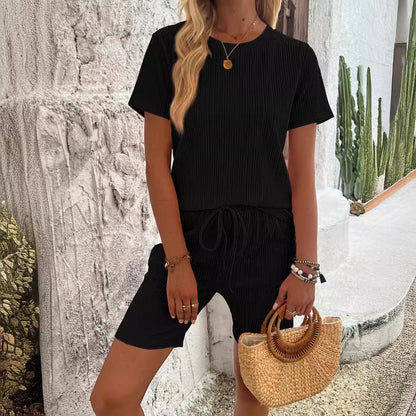 Damen Shorts Set Bequem Elastisch Strukturiert