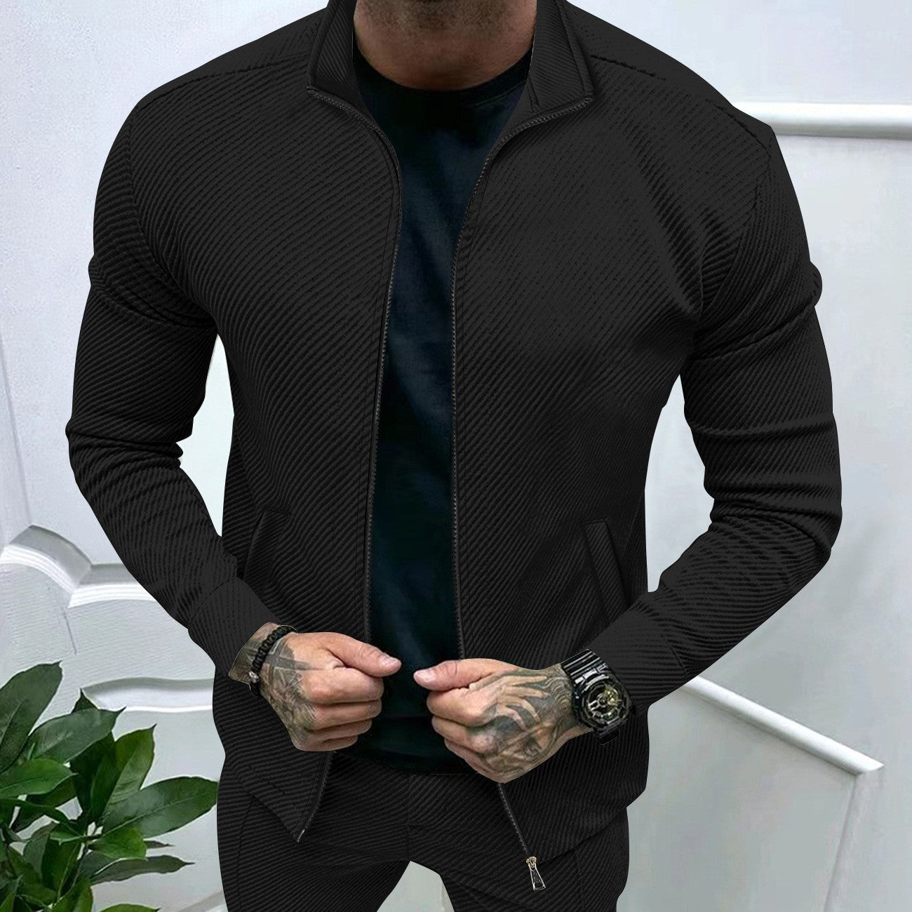 Herren Jacke Sportlich Funktionsjacke Mit Struktur