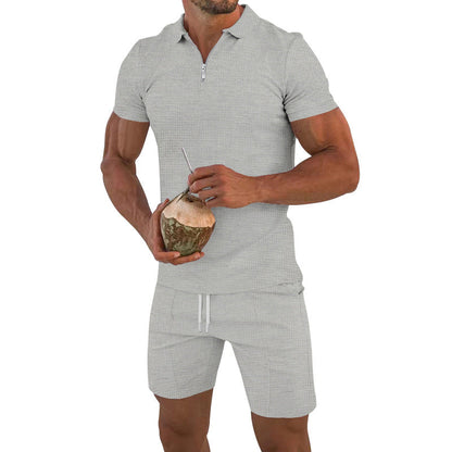 Herren Kurzarm-Set mit Polo-Shirt und modischen Shorts Sommer