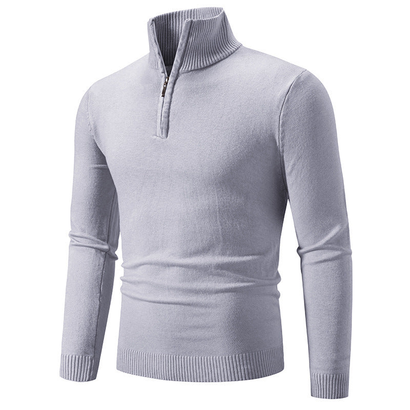 Herren Pullover Stehkragen Reißverschluss Strickmuster Modern - BerlinGlamour