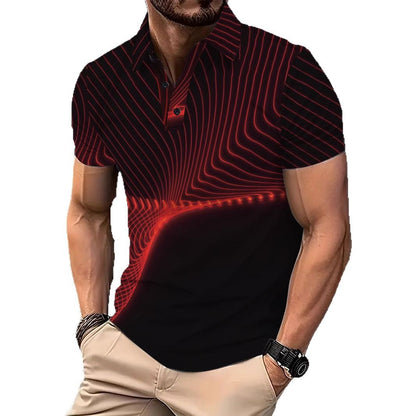 Herren Poloshirt Wellenmuster Atmungsaktiv Modern
