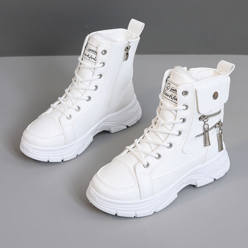 Damen Sneaker High-Top mit Reißverschluss Komfort Laufsohle Schwarz
