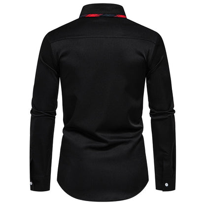 Herren Langarmhemd Karo Kragen Modern Elegant