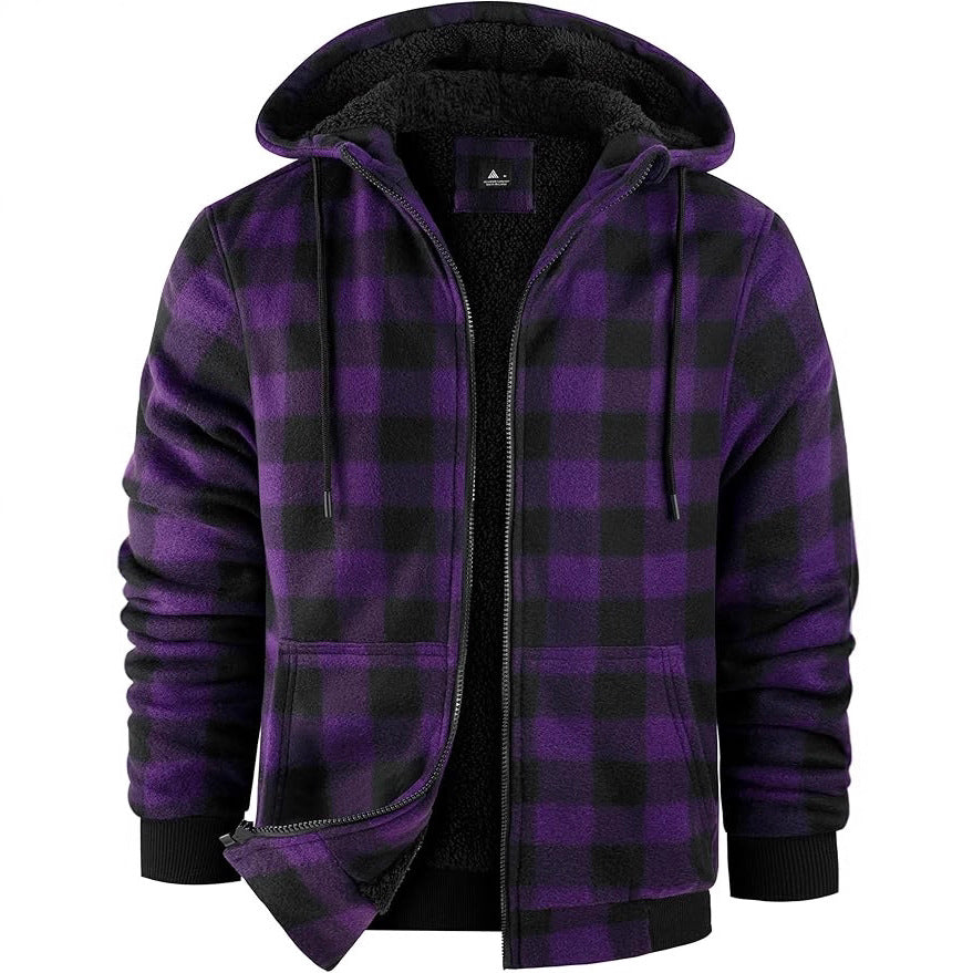 Herren Fleecejacke Karomuster Kuschelig Warm