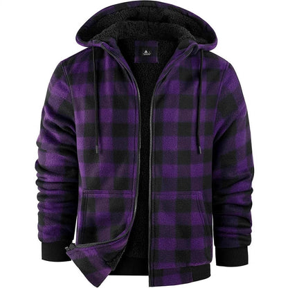 Herren Fleecejacke Karomuster Kuschelig Warm