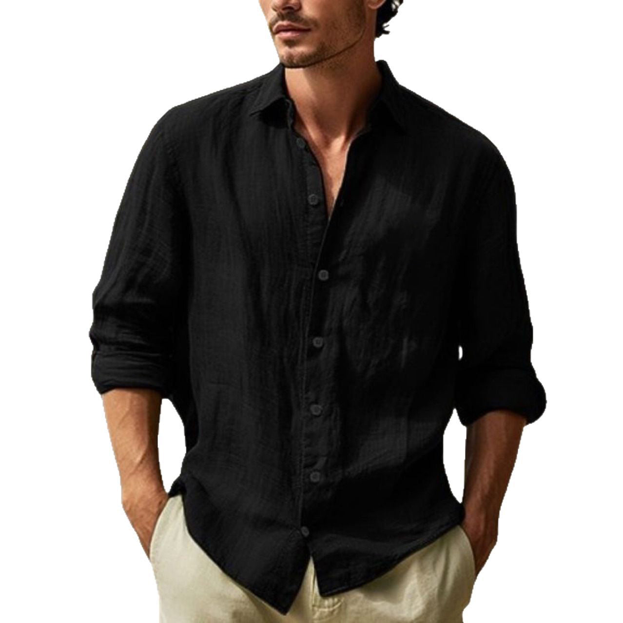 Herren Leinenhemd Modern Slim Fit Elegantes Design