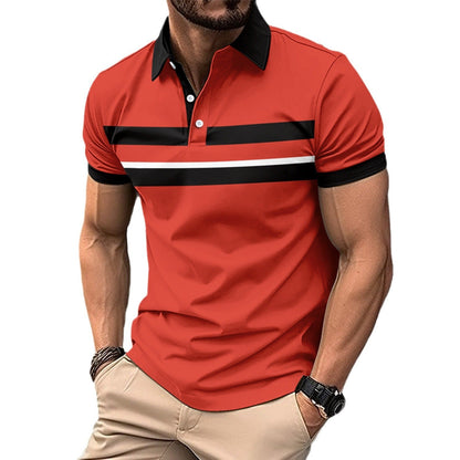 Herren Poloshirt Atmungsaktiv Kontraststreifen Modern