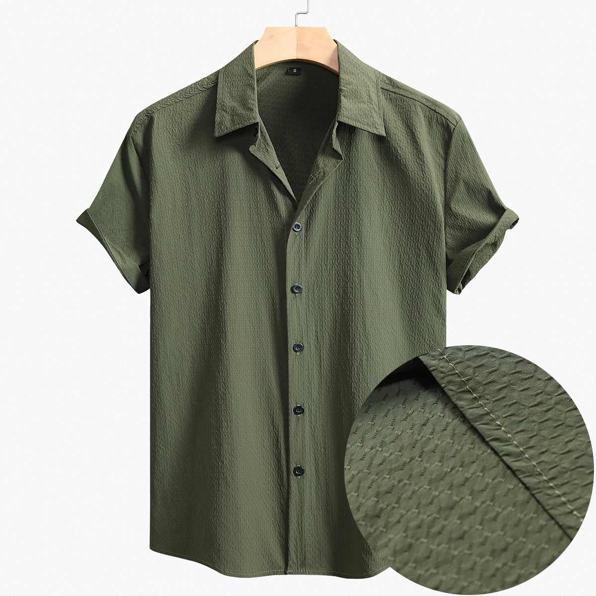 Herren Hemd Kurzarm Elegant Struktur Design - BerlinGlamour