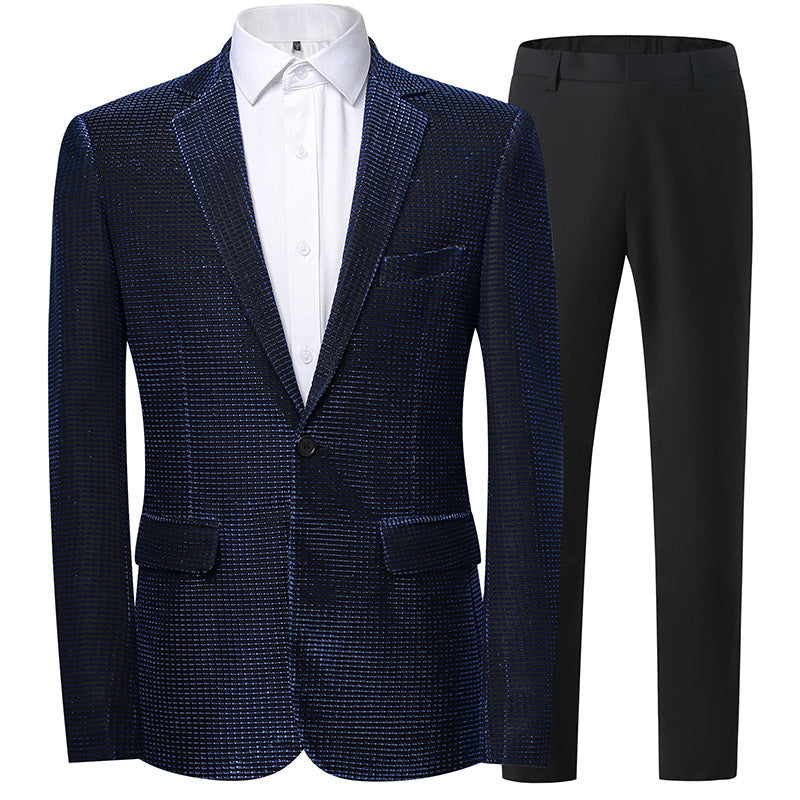 Herren Anzug Glitzer Pailletten Elegant Abend