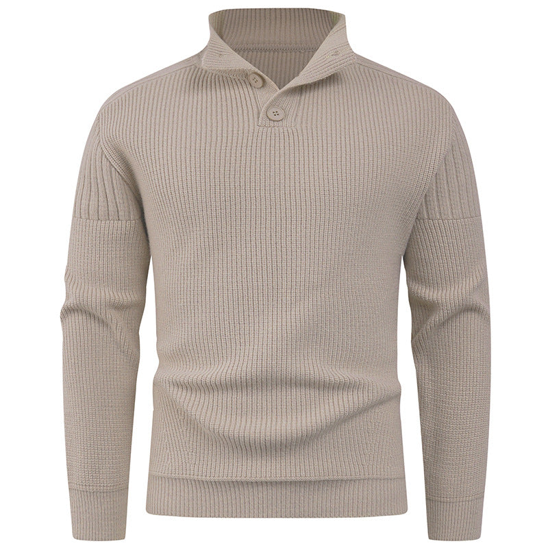 Herren Strickpullover Hochkragen Knopfdesign Modern