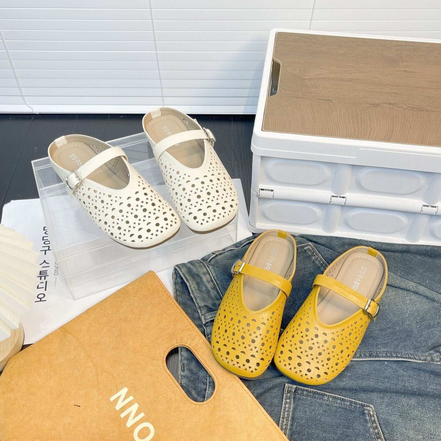 Damen Clogs Durchbruchdesign Verstellbarer Riemen Modern