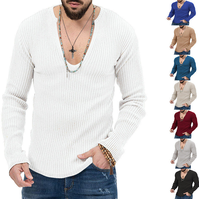 Herren Pullover Langarm V-Ausschnitt Moderner Schnitt
