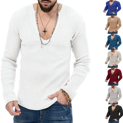 Herren Pullover Langarm V-Ausschnitt Moderner Schnitt