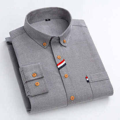 Herren Hemd Chambray Blau Modern Mit Kontrast