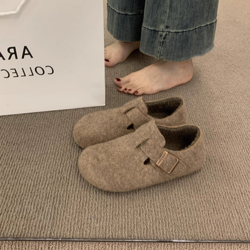 Damen Filzschuhe Bequem Riemchen Clogs Warm