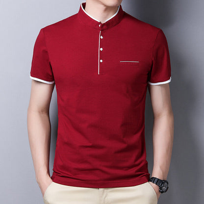 Herren Poloshirt Modern Stehkragen Kontrastfarben Slimfit - BerlinGlamour