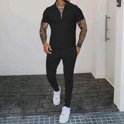 Herren Sportset Kurzarm Polo Jogginghose Bequem Modern