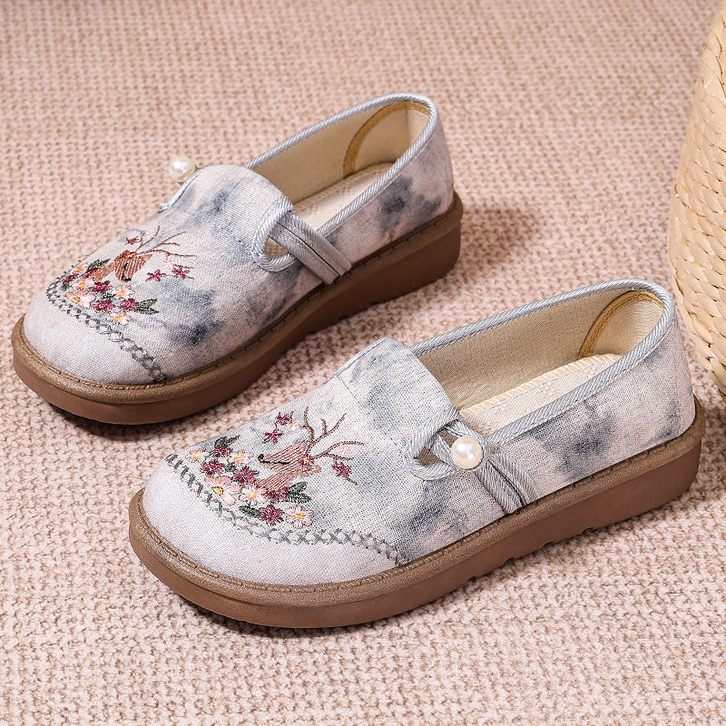 Damen Pantoletten Bequem Stoff Elastisch Floral