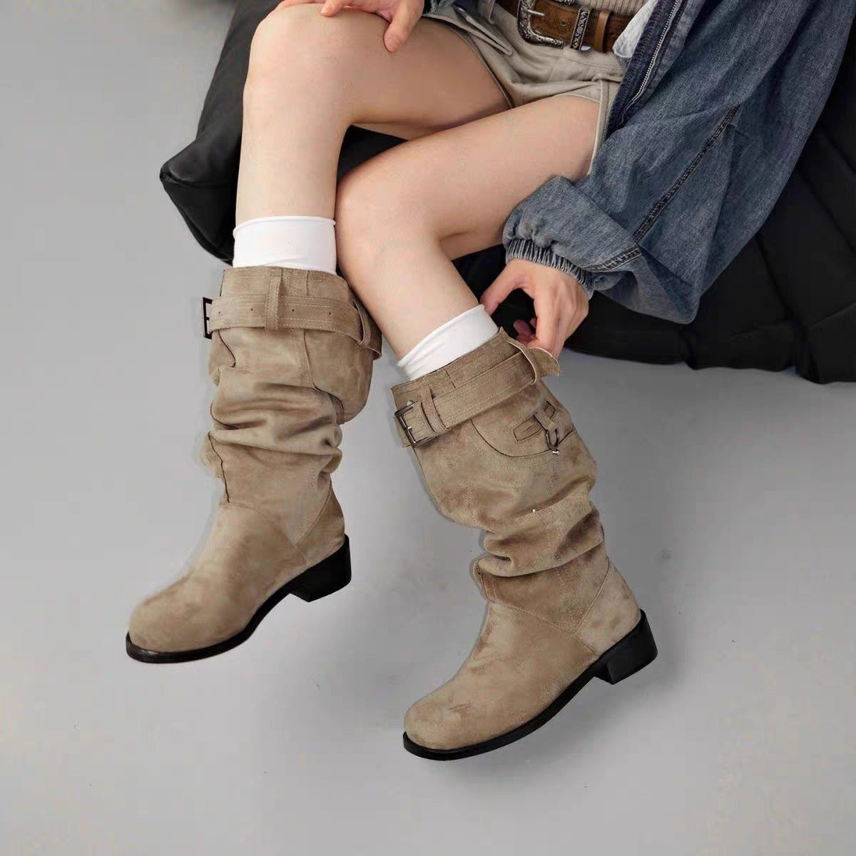 Damen Stiefel Mit Gummibund Komfort Blockabsatz Modern - BerlinGlamour