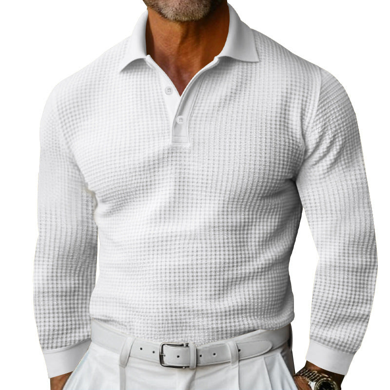 Herren Langarmshirt Modern Strukturiert Knopfleiste Trendy