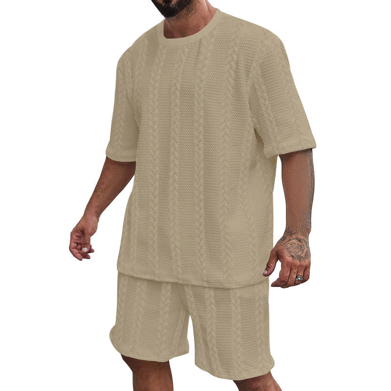 Herren Strickset Oversized T-Shirt und Shorts Casual - BerlinGlamour