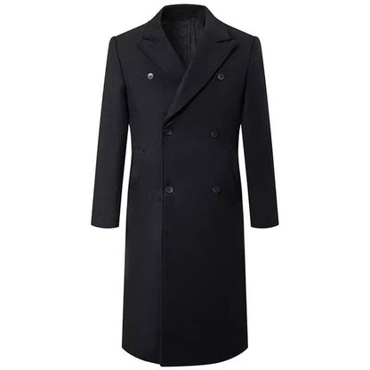 Herren Langmantel Elegant Doppelter Knopf Revers Modern