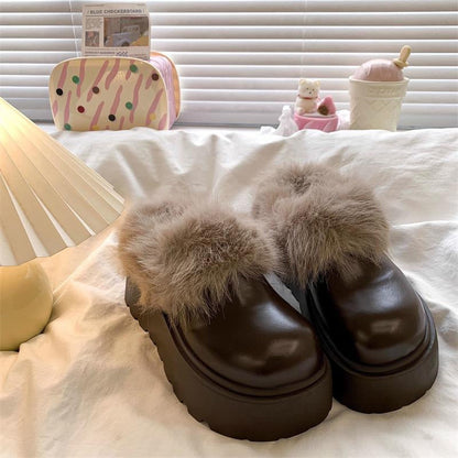 Damen Clogs Flauschig Warm mit Kunstfell und Robuster Sohle