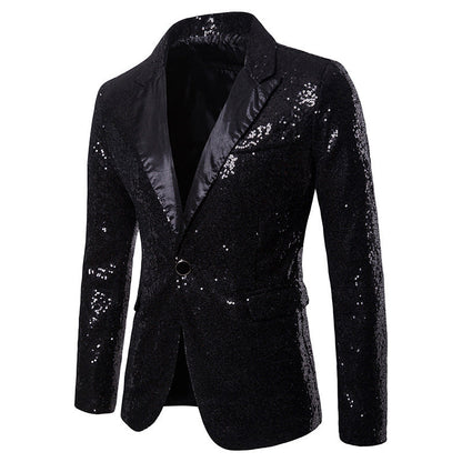 Herren Sakko Glitzernd Pailletten Anzug Jacke