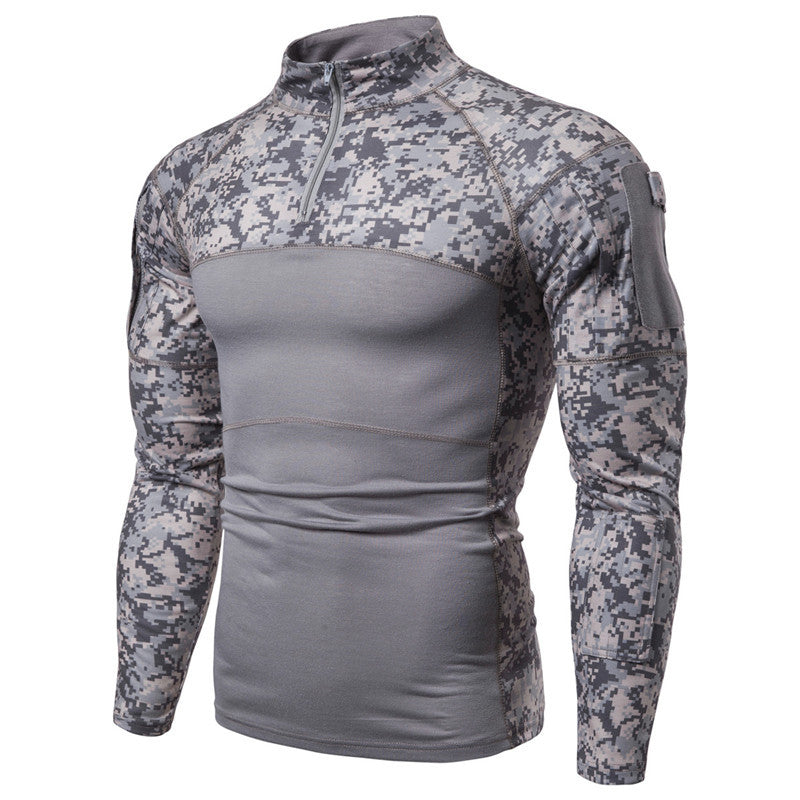 Herren Funktionsshirt Camouflage Stehkragen Modern Sportlich