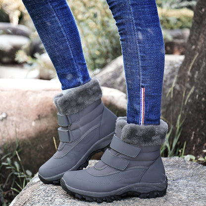 Damen Winterstiefel Warm Klettverschluss Wintermode