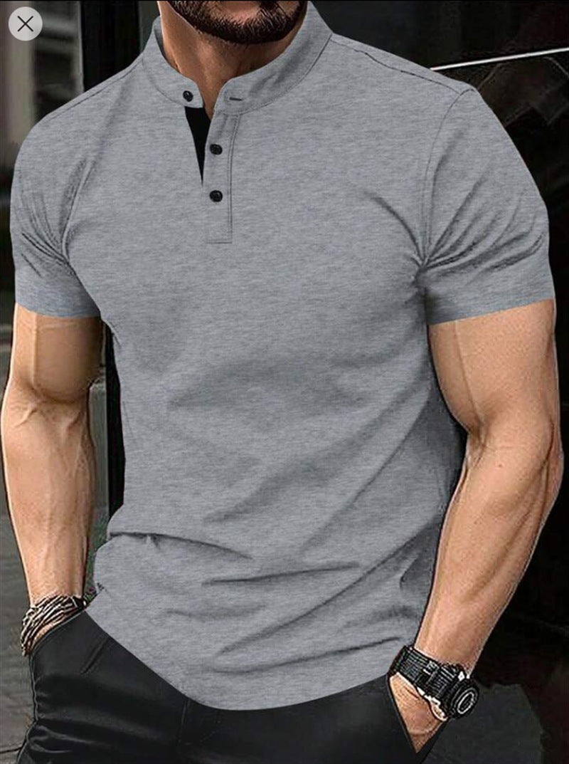 Herren Polohemd Kurzarm Elegantes Stehkragen