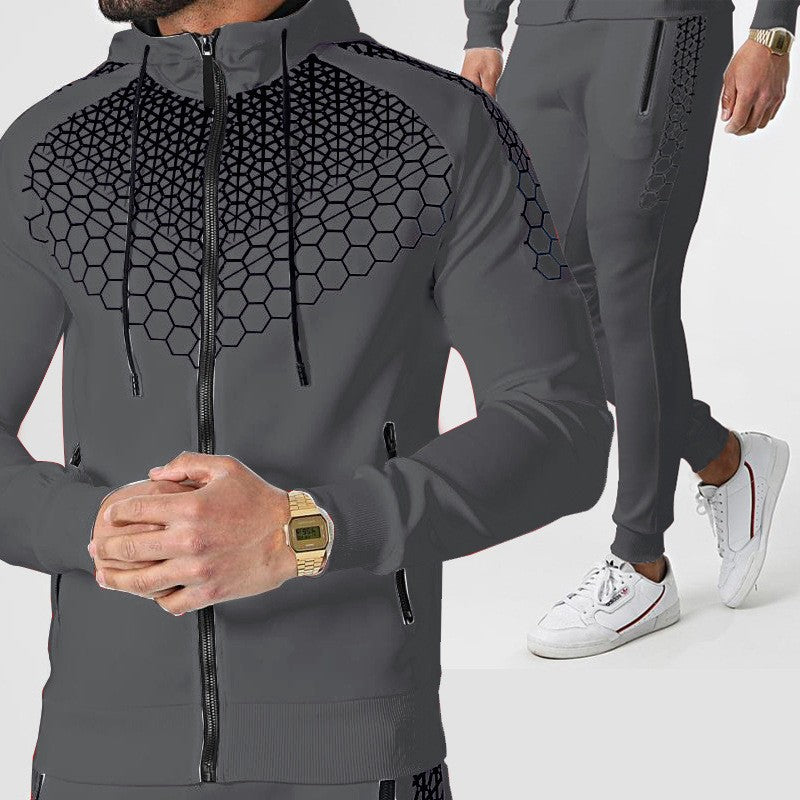 Herren Sportanzug Set Funktionelles Trainingsoutfit Wabenmuster